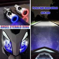 Motorcycle / car light bulb - LED - DRL - Angel Eye - blue / pink - H4 - BA20DDaytime Running Lights (DRL)