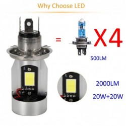 Motorcycle light bulb - Angel Eye LED - red / blue - H4 / BA20DH4