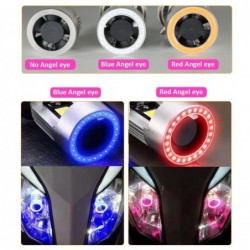 Motorcycle light bulb - Angel Eye LED - red / blue - H4 / BA20DH4
