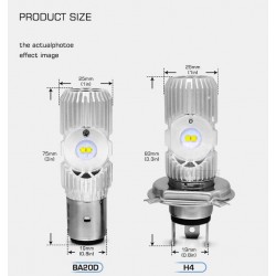 Motorcycle light bulb - LED CREE - H4 - BA20D - DC 9V~85V - 20W 1400LM - 6500KLights