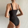 Sexy one piece swimming suit - open V-neck - with push upBeachwear