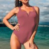 Sexy one piece swimming suit - open V-neck - with push upBeachwear