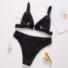 Sexy ribbed bikini set - push up - metal decorationsBeachwear