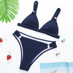 Sexy ribbed bikini set - push up - metal decorationsBeachwear