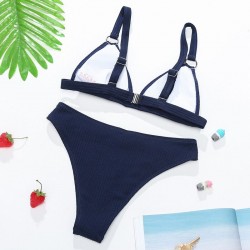 Sexy ribbed bikini set - push up - metal decorationsBeachwear