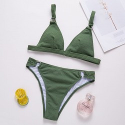 Sexy ribbed bikini set - push up - metal decorationsBeachwear