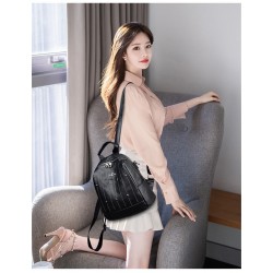 Luxurious multifunctional backpack - shoulder bag - with rivets - genuine leatherBackpacks