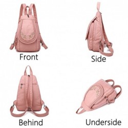 Fashionable leather backpack - cats / flowers print - white / black / pinkBackpacks