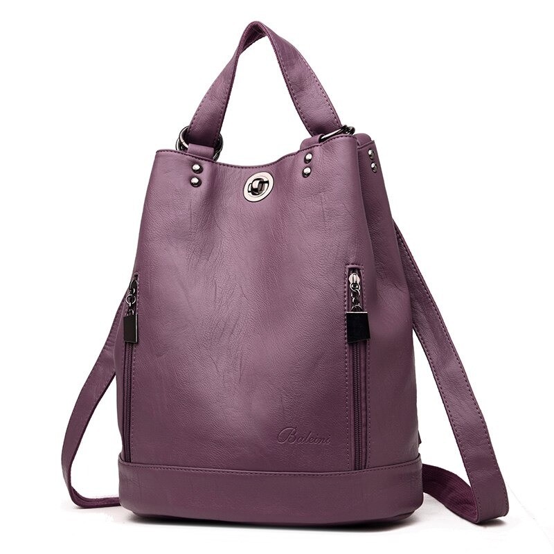 Fashionable leather backpack - multifunction vintage shoulder bag - large capacityBackpacks
