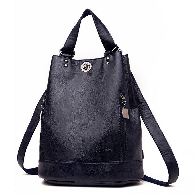 Fashionable leather backpack - multifunction vintage shoulder bag - large capacityBackpacks