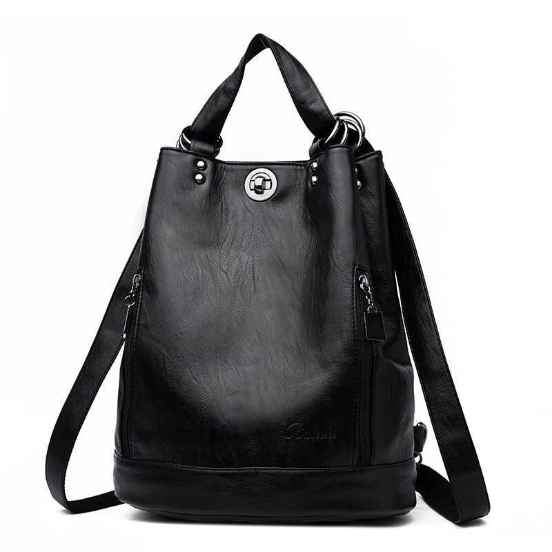 Fashionable leather backpack - multifunction vintage shoulder bag - large capacityBackpacks