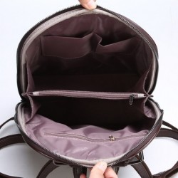 Luxurious vintage backpack - leather shoulder bag - with decorative V letterBackpacks