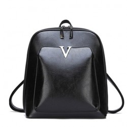 Luxurious vintage backpack - leather shoulder bag - with decorative V letterBackpacks