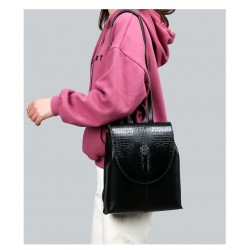 Fashionable leather backpack - shoulder bag - snakeskin patternBackpacks