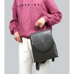 Fashionable leather backpack - shoulder bag - snakeskin patternBackpacks