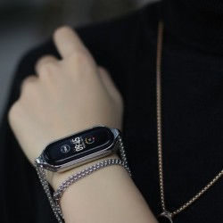 Double hole pendant - with necklace - stainless steel - for Xiaomi Mi Band 5Necklaces