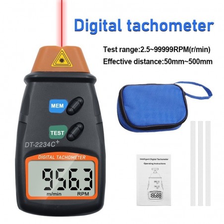 Digital laser tachometer - speed gauge - non-contact - RPMDiagnosis
