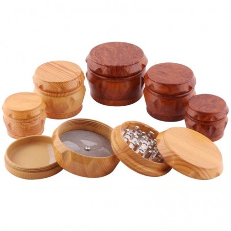 Grinder for herbs / tobacco / spices - 4 layers - with hand crank - woodenMills - Grinders