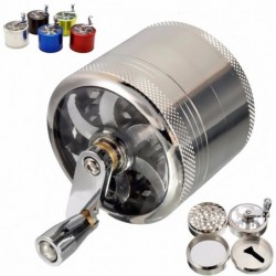 Grinder for herbs / tobacco / spices - 4 layers - with hand crank - aluminumMills - Grinders