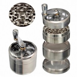 Grinder for herbs / tobacco / spices - 4 layers - with hand crank - aluminumMills - Grinders
