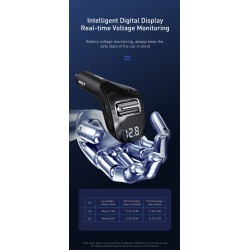 Baseus - FM transmitter - AUX - Bluetooth - dual USB - car charger - handsfree - MP3 playerAudio