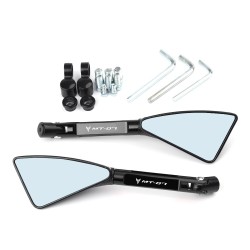 Universal motorcycle mirrors - CNC aluminum - blue lenses - MT-07 logoMirrors