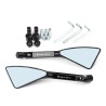 Universal motorcycle mirrors - CNC aluminum - blue lenses - MT-07 logoMirrors