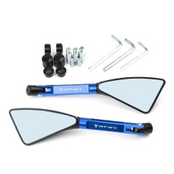 Universal motorcycle mirrors - CNC aluminum - blue lenses - MT-07 logoMirrors
