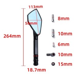 Motorcycle mirrors - CNC aluminum - blue anti-glare glass - for YAMAHA T-Max 500 / 560 / TMax 530Mirrors