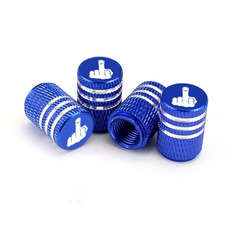Car tire valves - aluminum caps - middle finger - 4 piecesWheel parts