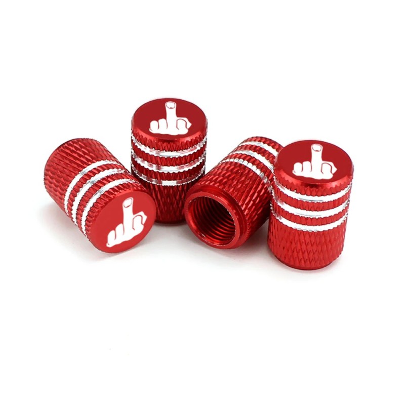 Car tire valves - aluminum caps - middle finger - 4 piecesWheel parts