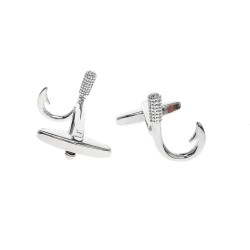 Fashionable silver cufflinks - fishing hookCufflinks