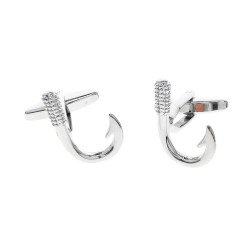 Fashionable silver cufflinks - fishing hookCufflinks