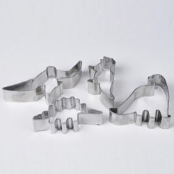 Cookie cutter mold - dinosaurs shaped - stainless steel - 4 piecesBakeware