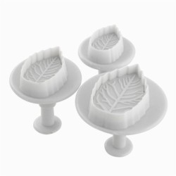 Cookie cutter mold - decorative icing plunger - leaf shape - 3 piecesBakeware