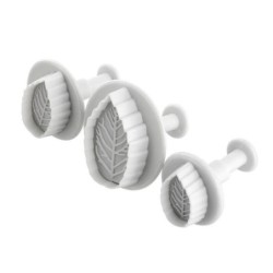 Cookie cutter mold - decorative icing plunger - leaf shape - 3 piecesBakeware