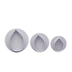 Cookie cutter mold - decorative icing plunger - leaf shape - 3 piecesBakeware