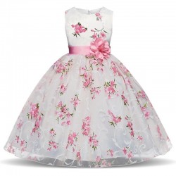 Luxury girls dress - floral design & bowKids