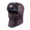 Warm winter leather hat - with neck / face cover / ear flaps - Russian / Soviet badgeHats & Caps
