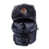 Warm winter leather hat - with neck / face cover / ear flaps - Russian / Soviet badgeHats & Caps