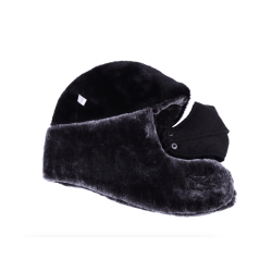 Warm winter leather hat - with neck / face cover / ear flaps - Russian / Soviet badgeHats & Caps