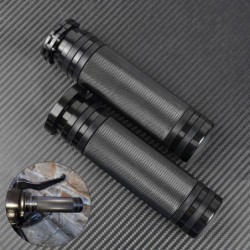 Motorcycle black handlebar grips - aluminum - for Harley VRSC XL XR Dyna Softail / 96-07 Touring - 25mmHand Grips & End
