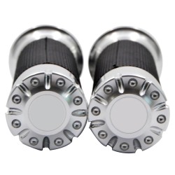 Chrome motorcycle handlebar grips - 25mm - for Harley Sportster / Touring / DynaHand Grips & End
