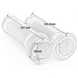Chrome motorcycle handlebar grips - 25mm - for Harley Sportster / Touring / DynaHand Grips & End