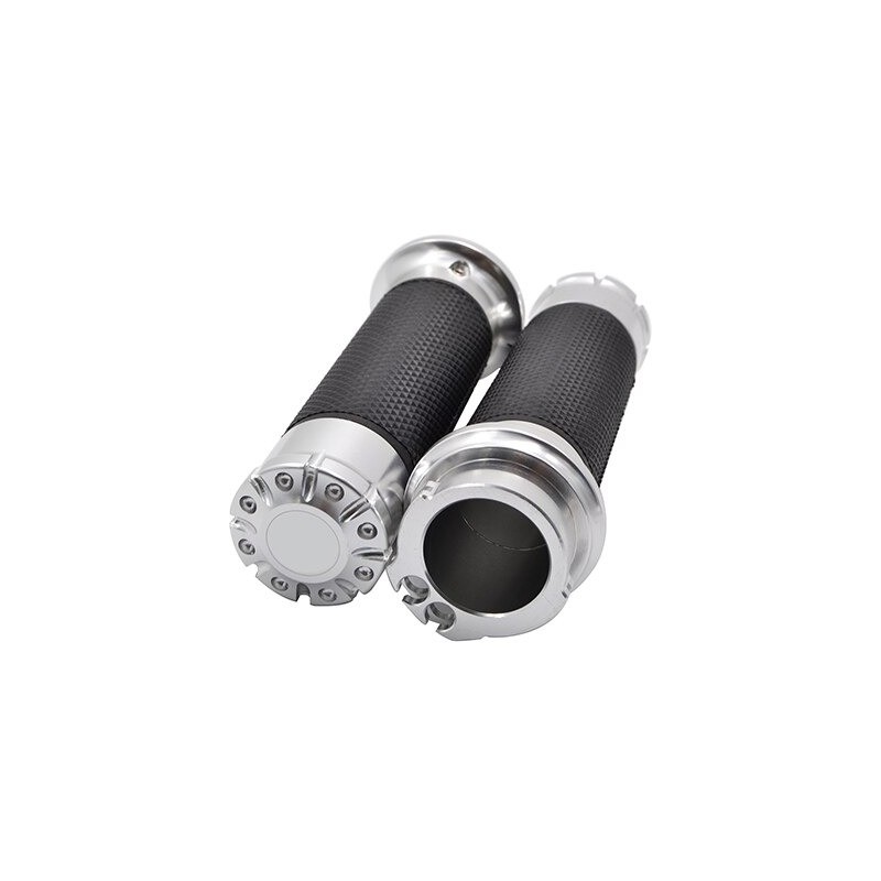 Chrome motorcycle handlebar grips - 25mm - for Harley Sportster / Touring / DynaHand Grips & End
