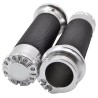 Chrome motorcycle handlebar grips - 25mm - for Harley Sportster / Touring / DynaHand Grips & End