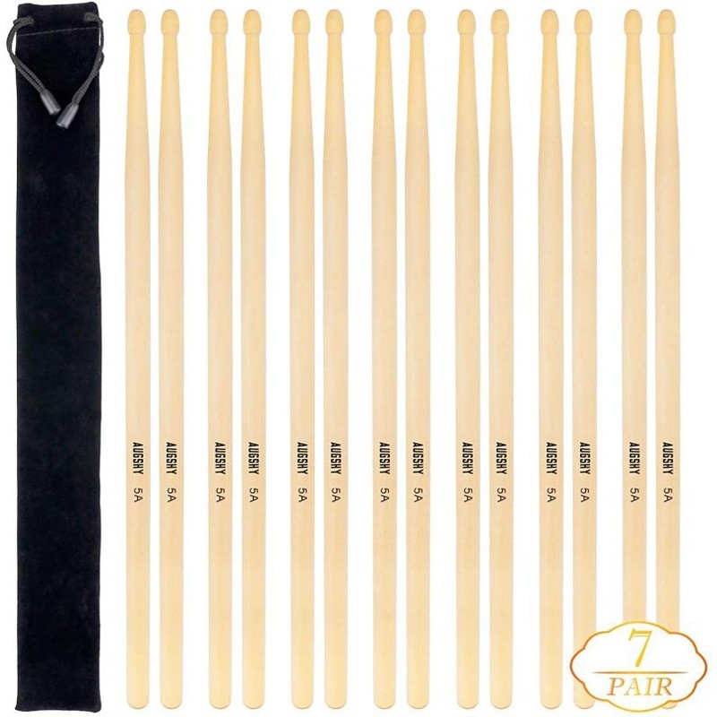 Professional wooden drum sticks - 5A - with waterproof bag - 14 piecesDrums