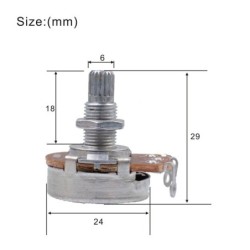 Guitar potentiometer - full size - 18mm split shaft - A500K / B500K / A250K / B250K - 2 piecesGuitars