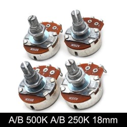 Guitar potentiometer - full size - 18mm split shaft - A500K / B500K / A250K / B250K - 2 piecesGuitars