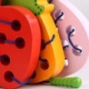 Montessori educational toy - wooden puzzle - worm eating fruit - apple / pear / watermelonWooden
